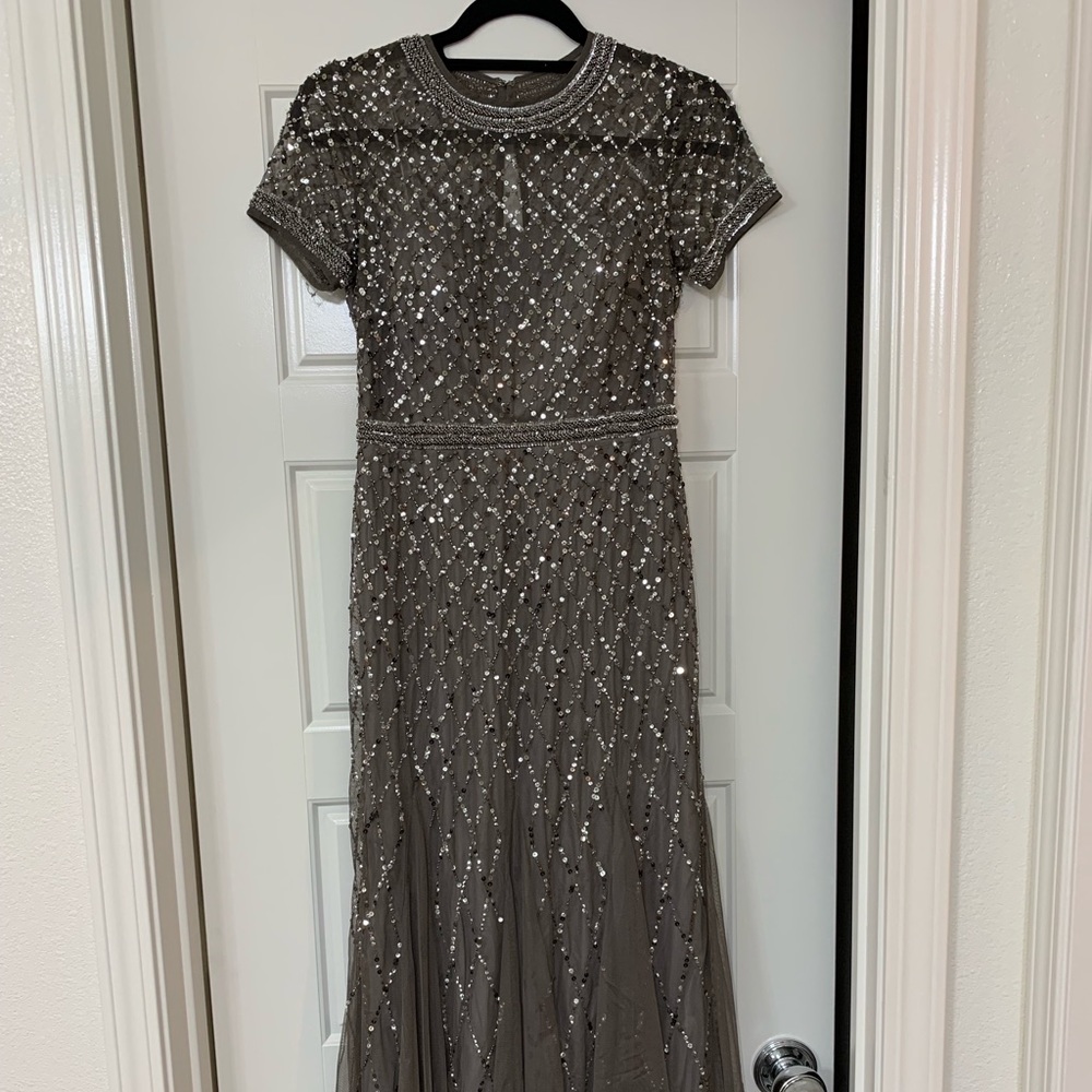 Adrianna Papell beaded mesh gown BNWT